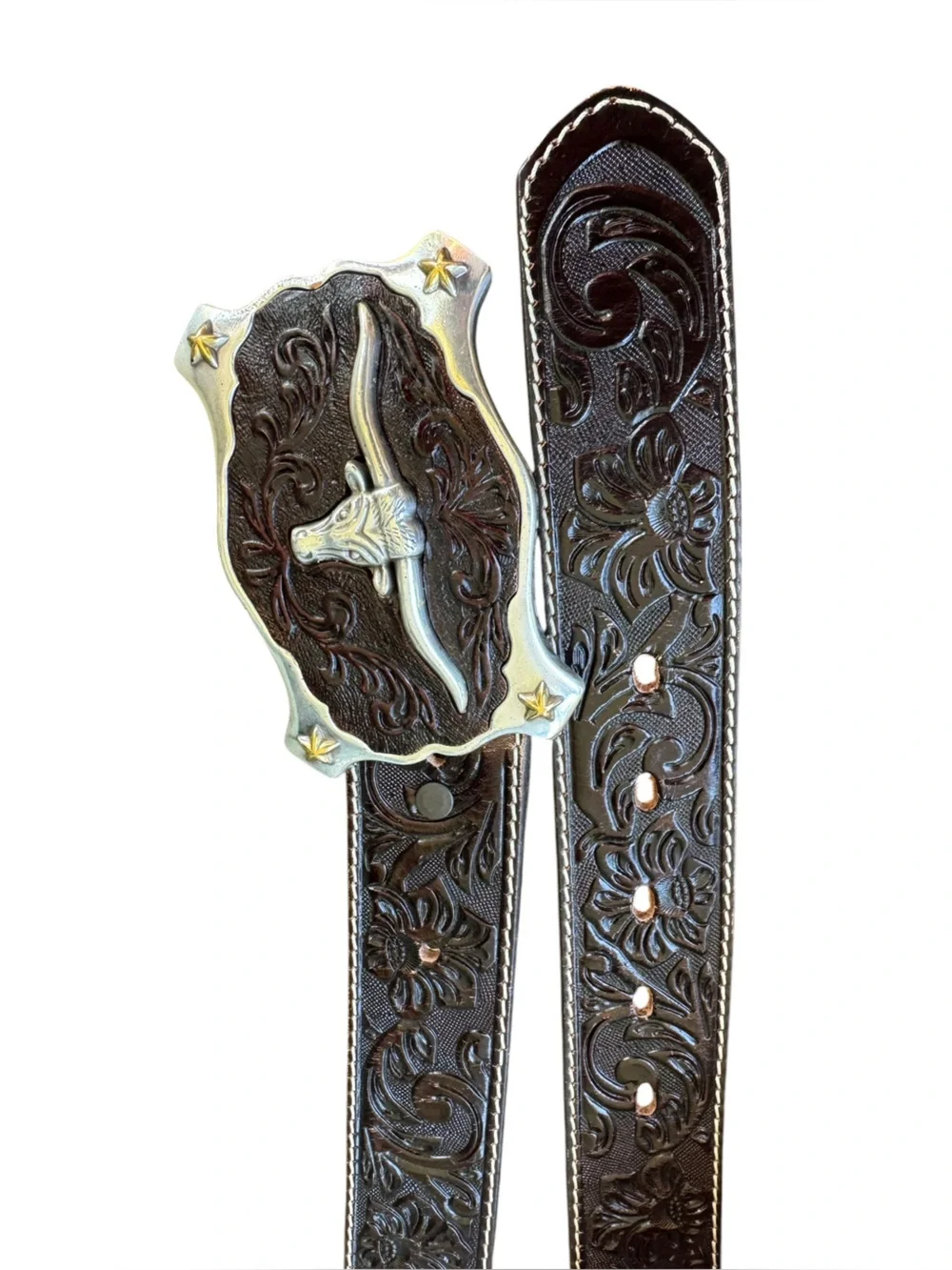 JUSTIN MEN'S FLORAL TOOLED LEATHER BELT brown 44